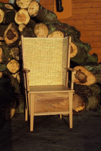 Gents Orkney Chair with a drawer and a solid seat in Elm