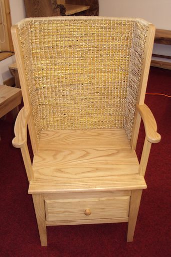 Gents Orkney Chair with a drawer in Ash and a solid seat £1510