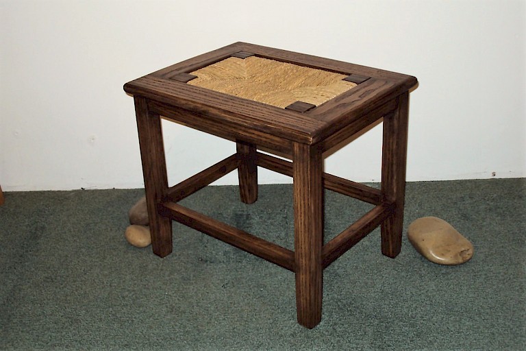 Rectangle topped Stool in Ash with Antique finish £210